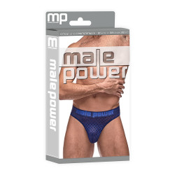 male power Thong DIAMOND MESH Bleu